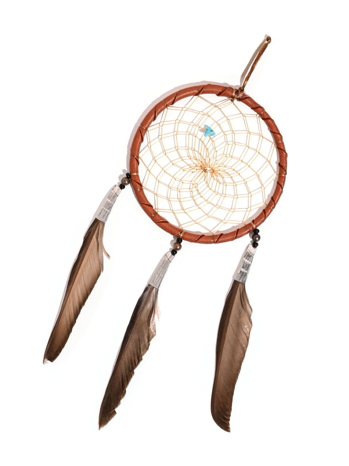 Turquoise Stone Dreamcatcher | si0374-Tan-Black