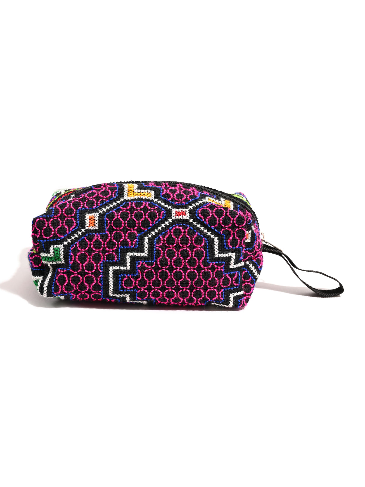 Shipibo Embroidered Cube Zipper Pouch | txb0239-turtle back