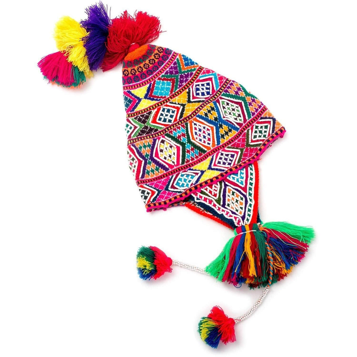 Peruvian Shaman Q\'ero Chullo Hat Wool Blend Beads NWOT Children genuine peruvian hat | Kids Peruvian Chullo with  main image 4