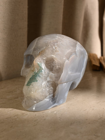 Druzy Agate Crystal Skull