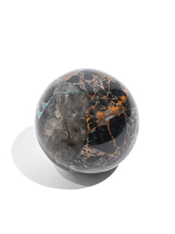 Black Tourmaline with Chrysocolla Sphere