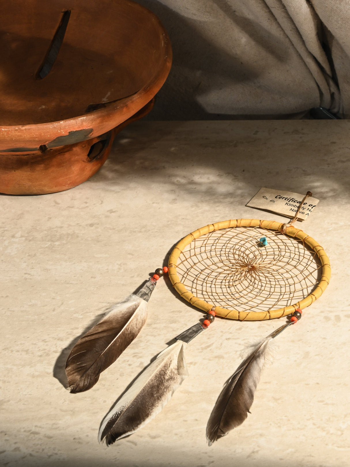 Dreamcatchers Natural - Orange Turquoise Stone Dreamcatcher