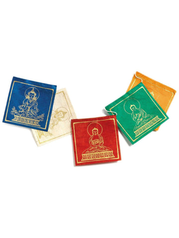 5 Buddha Small Paper Prayer Flags -16 in long