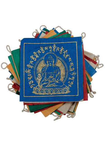 5 Buddha Small Paper Prayer Flags -8 ft long