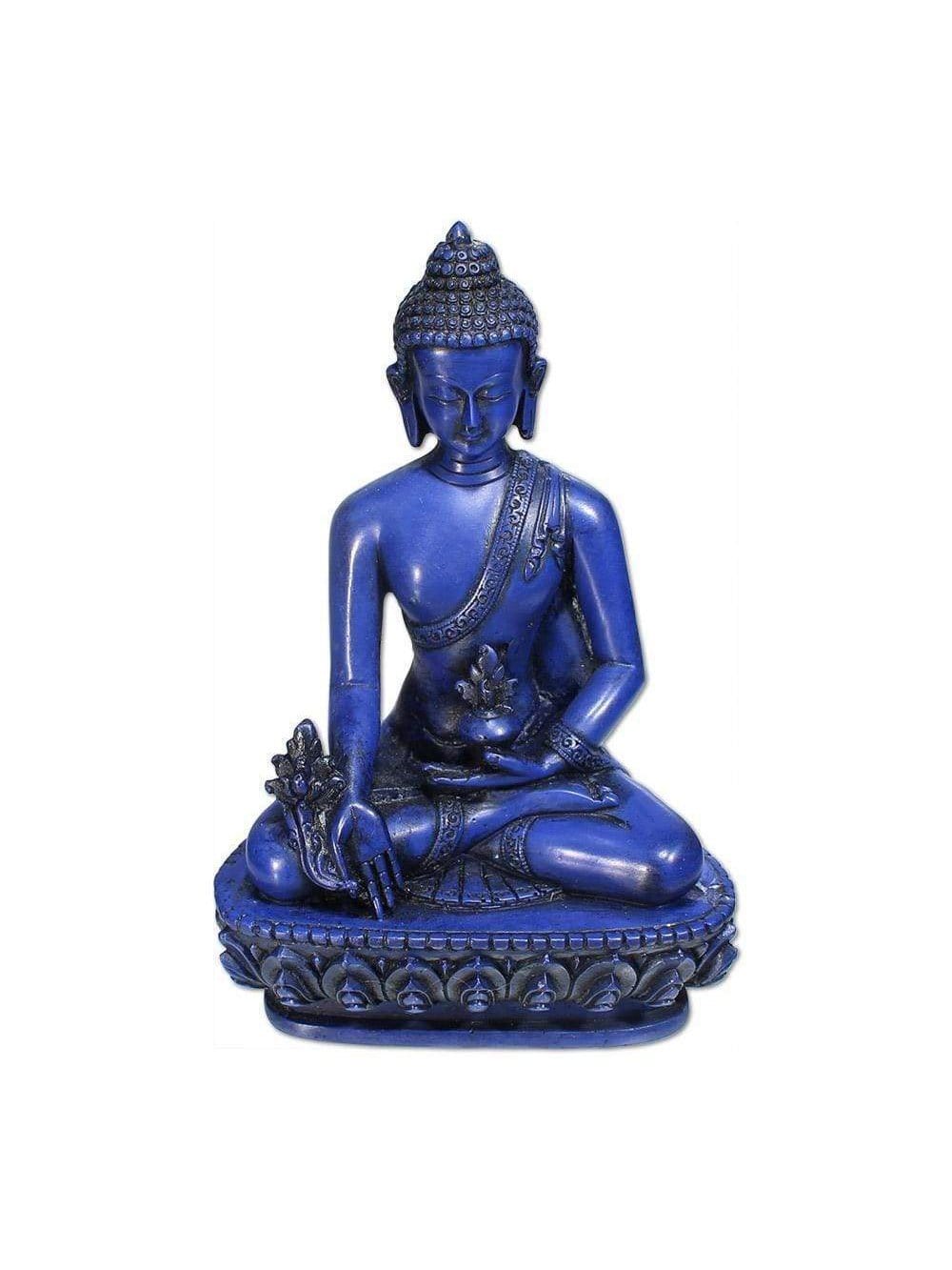 Statues Medicine Buddha Blue Resin - 5.5 in