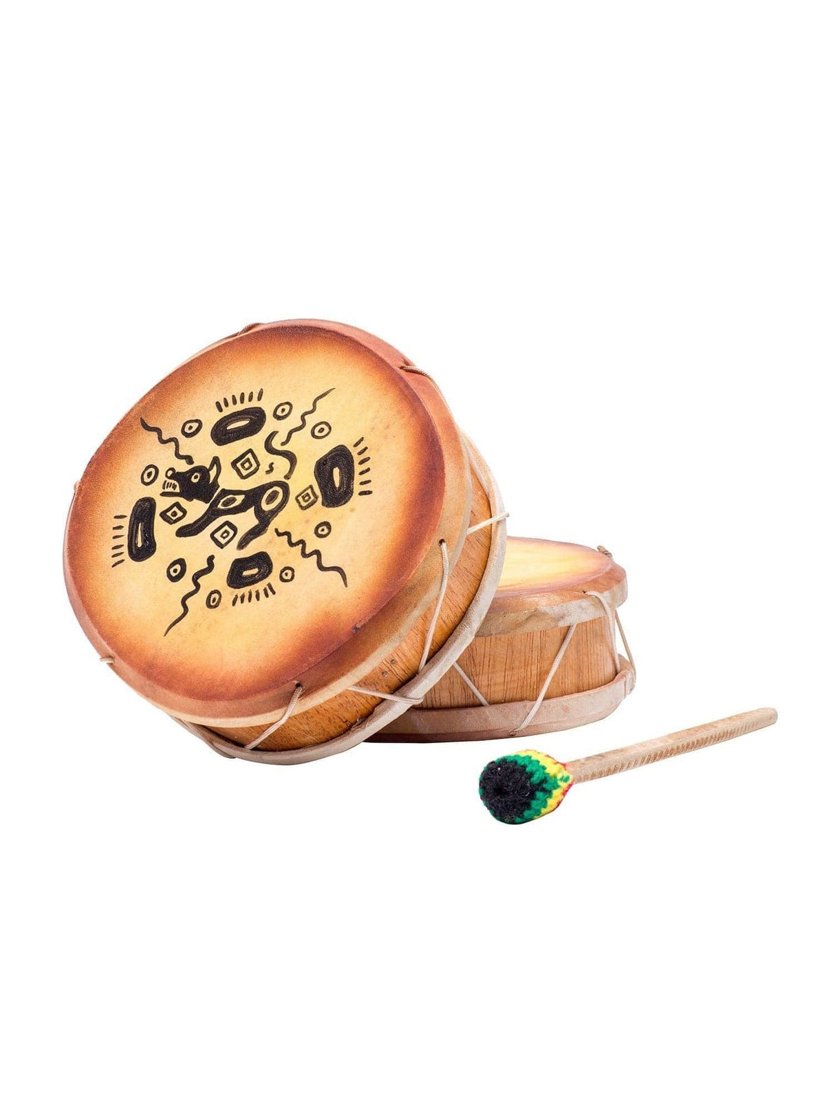 Two Sided Hand Drums Condor Peruvian Round Two-Sided Hand Drum - 8 in