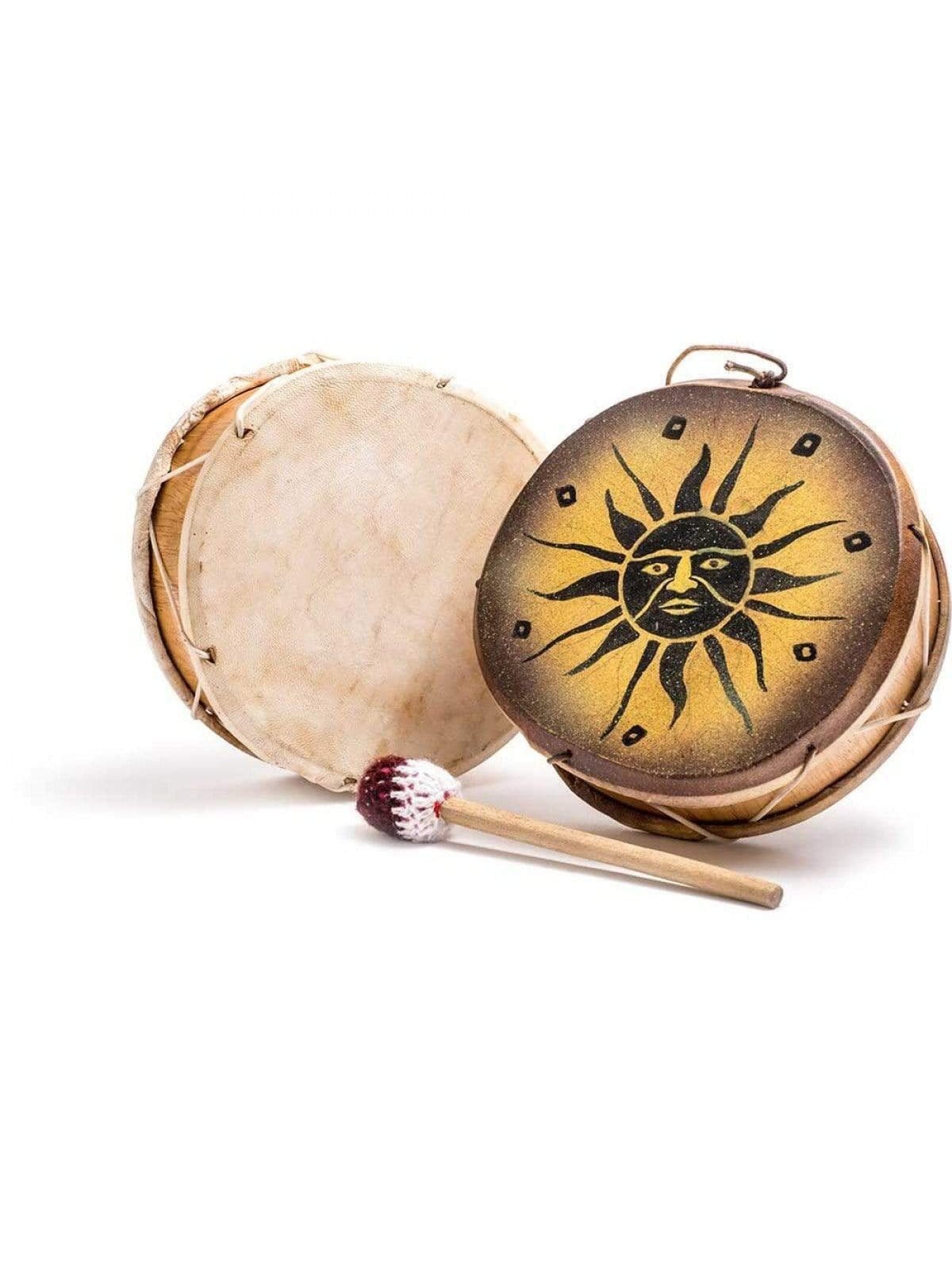 Two Sided Hand Drums Peruvian Round Two-Sided Hand Drum - 8 in