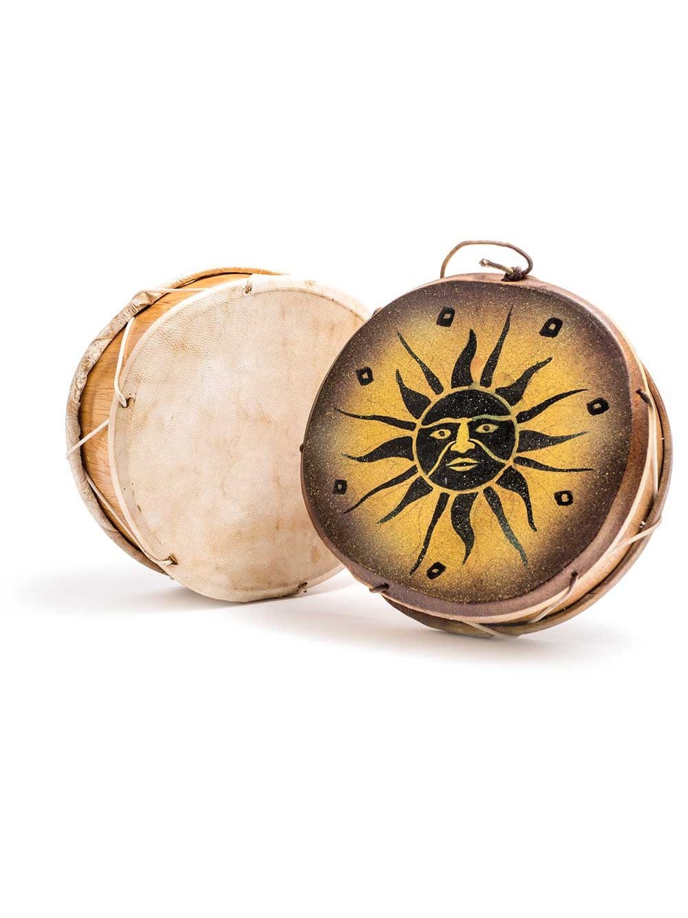 Two Sided Hand Drums Peruvian Round Two-Sided Hand Drum - 8 in