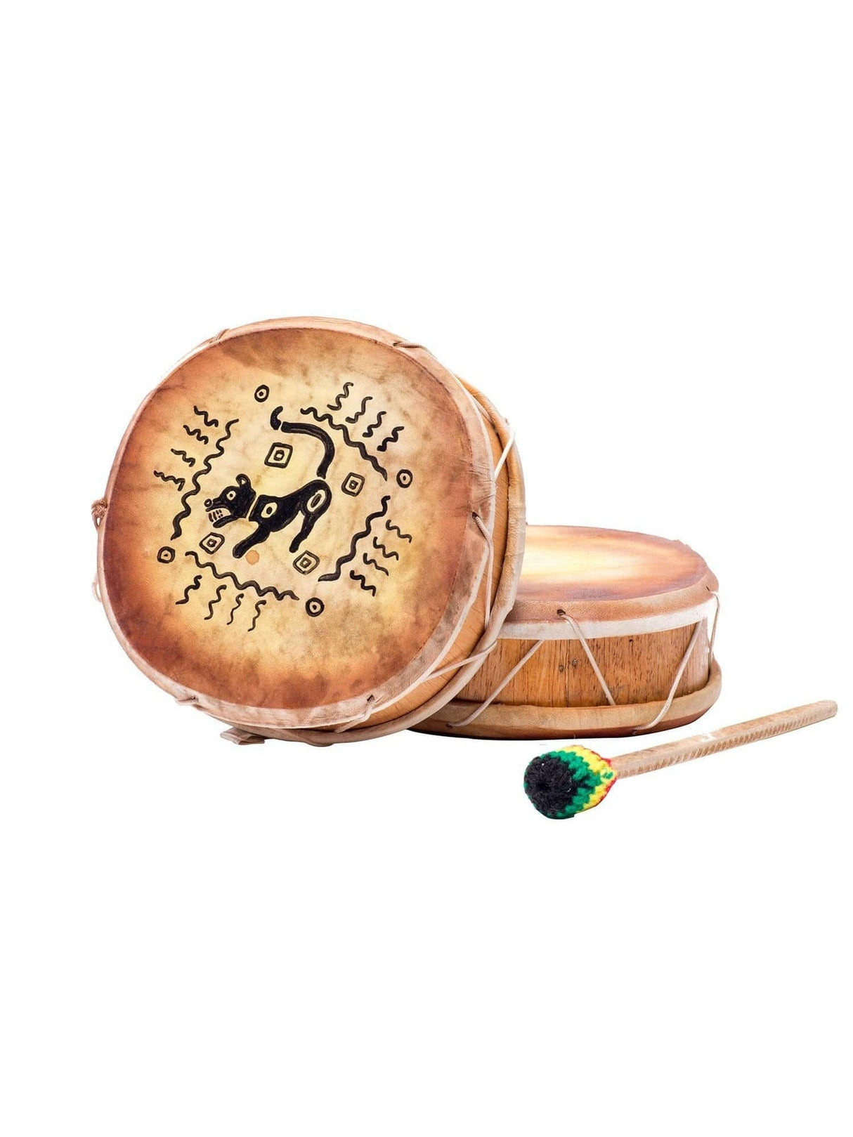 Two Sided Hand Drums Sun Peruvian Round Two-Sided Hand Drum - 8 in