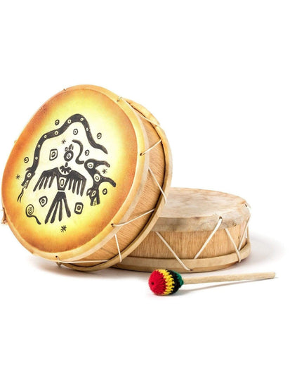 Two Sided Hand Drums Totem Trio Peruvian Round Two-Sided Hand Drum -9-10 in