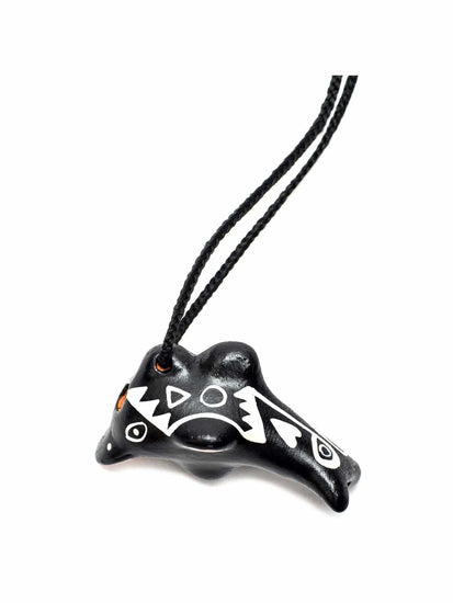 Whistles on Cord Singing Dolphin Clay Whistle on Cord | mmw8-black