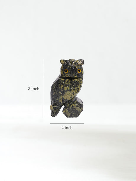 Serpentine Owl Carving Dimension | Cg119