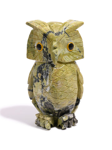 Serpentine Owl Carved Statue