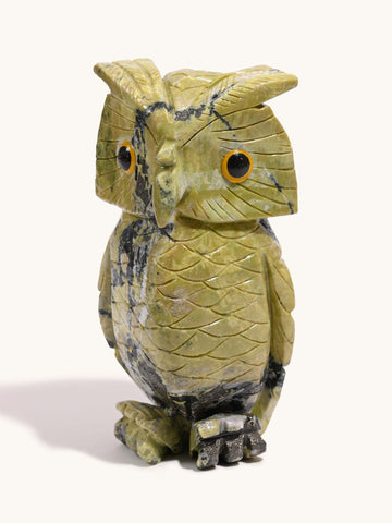 Serpentine Owl Carved Statue