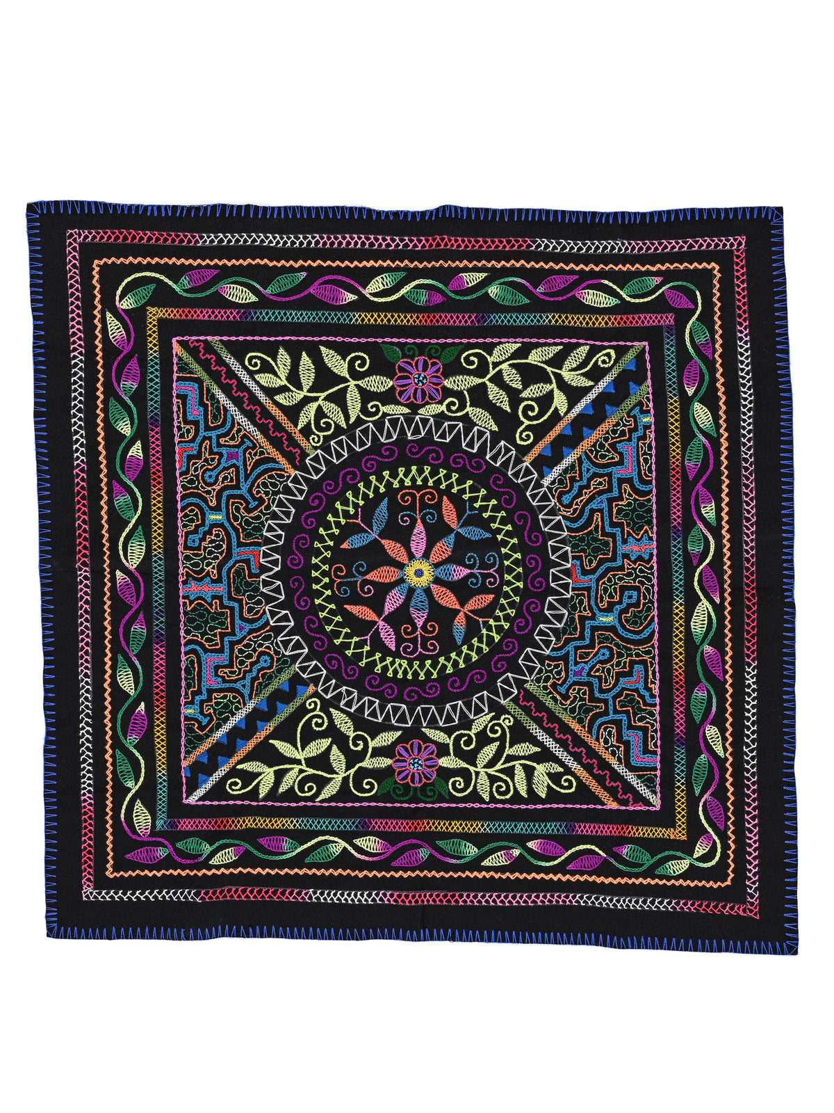 Shipibo bag embroidered by hand design Amazon jungle patterns Shipibo Embroidery Cloth - Mini – Shamans Market main image 3