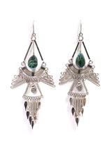 Alpaca Silver & Turquoise Stone Statement Wire Earrings | j0023