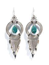 Alpaca Silver & Turquoise Stone Sacred Hoop | j0024