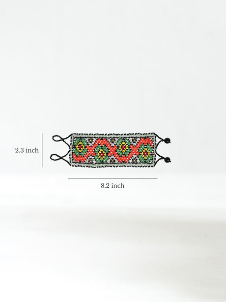 Shipibo Amazon Jungle Rainforest Woven Beaded Bracelet Dimension | j0454