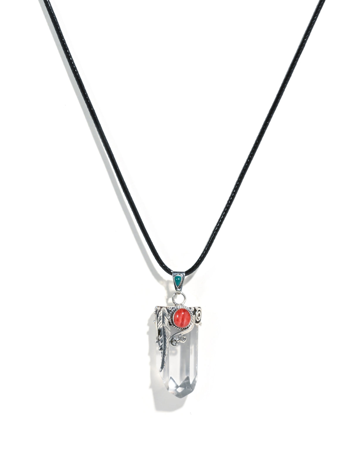 950 Peruvian Silver, Stone and Crystal Pendant Necklace | j0489