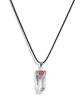 950 Peruvian Silver, Stone and Crystal Pendant Necklace | j0489