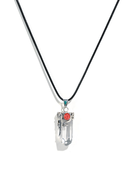 950 Peruvian Silver, Stone and Crystal Pendant Necklace | j0489