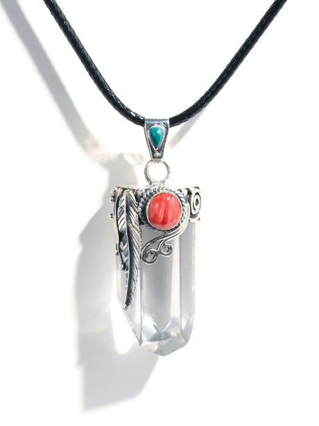 950 Peruvian Silver, Stone and Crystal Pendant Necklace 2 | j0489