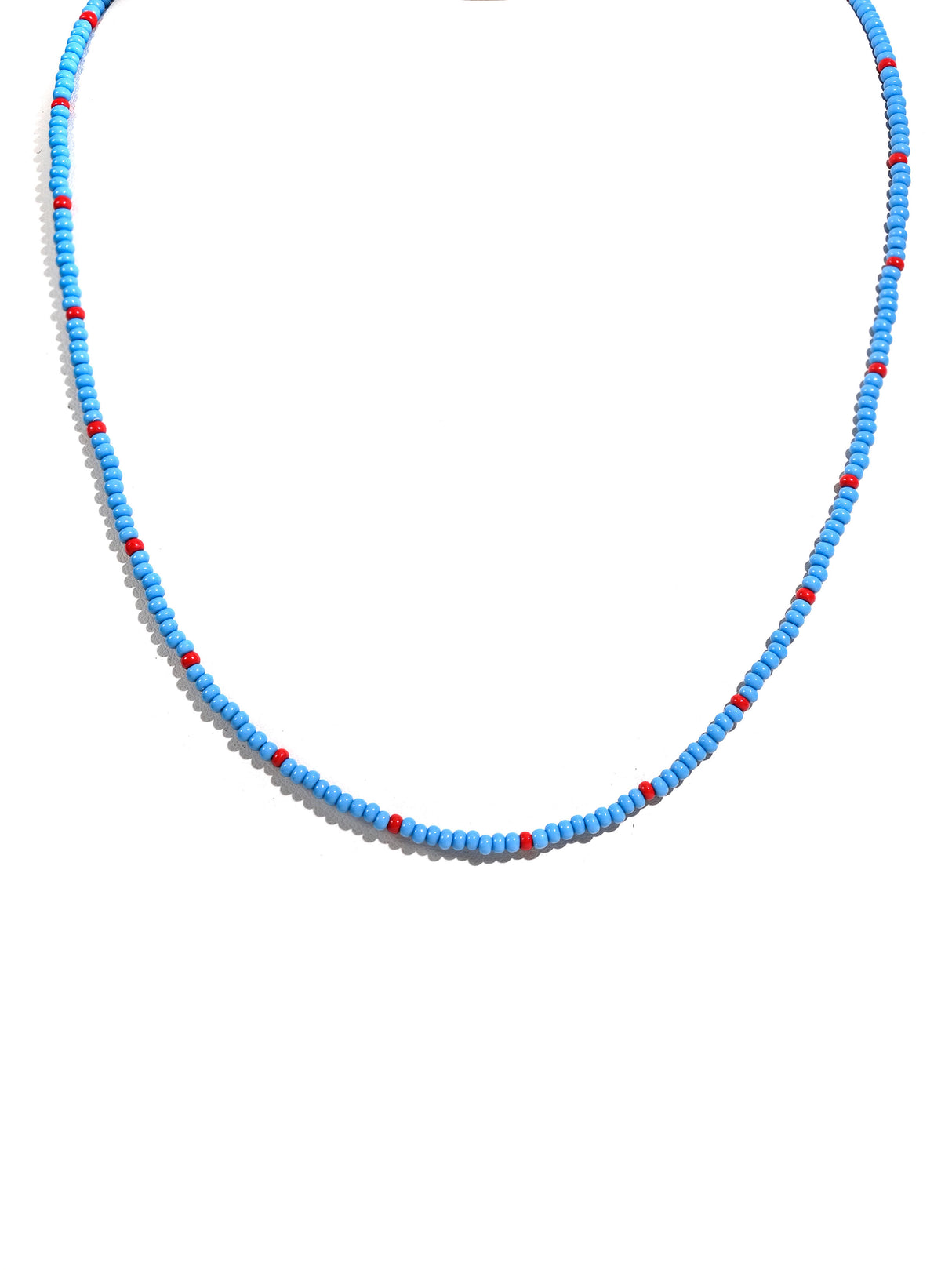 Turquoise & Red Glass Bead Necklace 1 | j0507