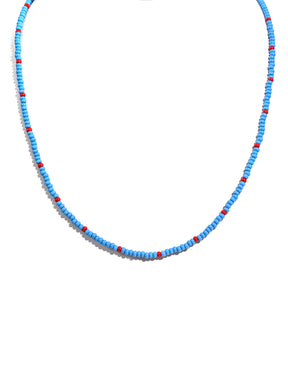 Turquoise & Red Glass Bead Necklace 1 | j0507