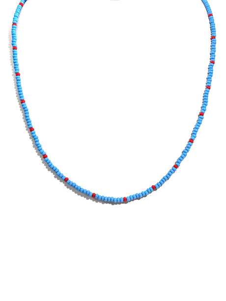 Turquoise & Red Glass Bead Necklace 1 | j0507