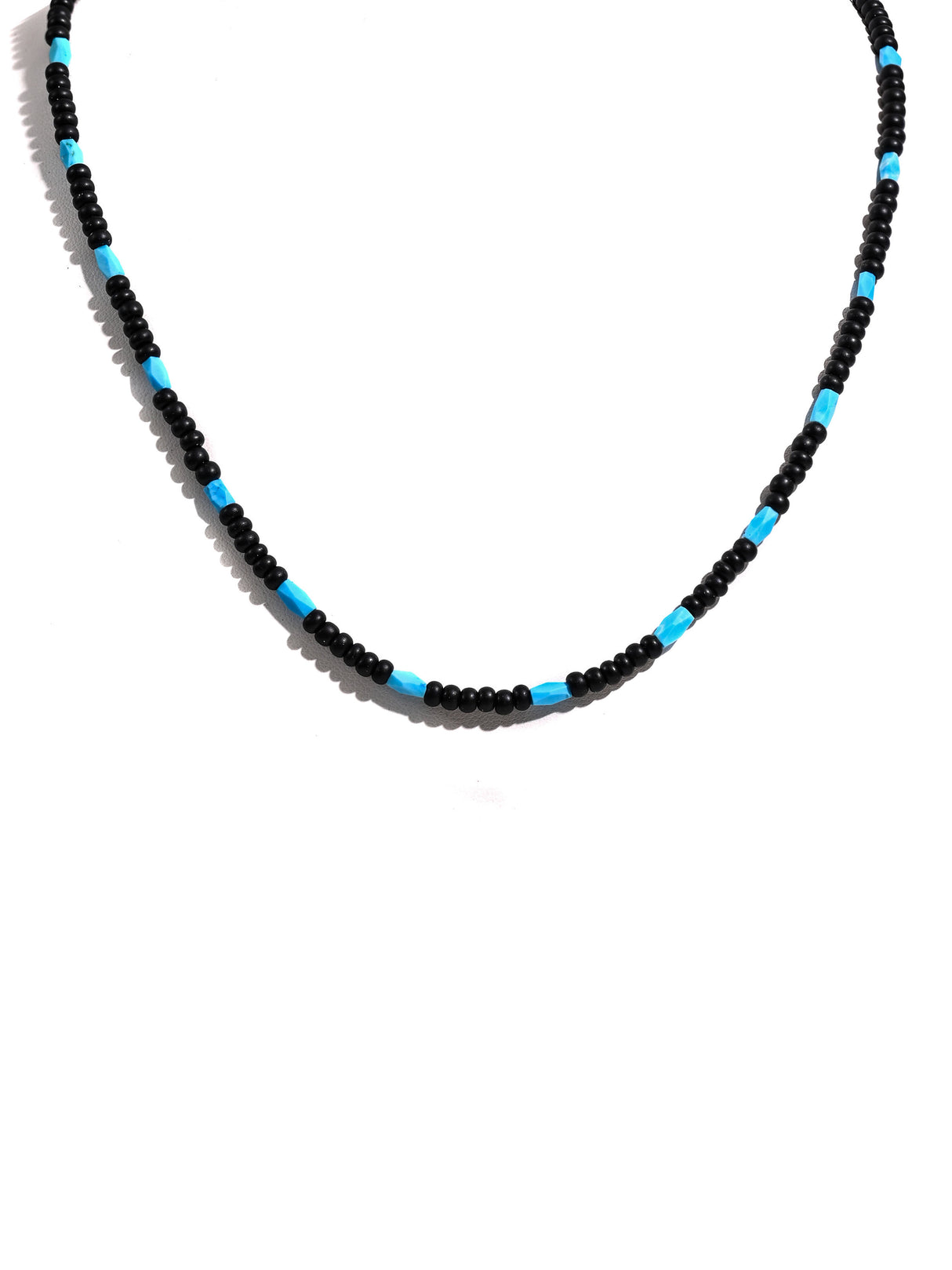 Blue & Red Glass Bead Necklace with Turquoise Accents 1 | j0507