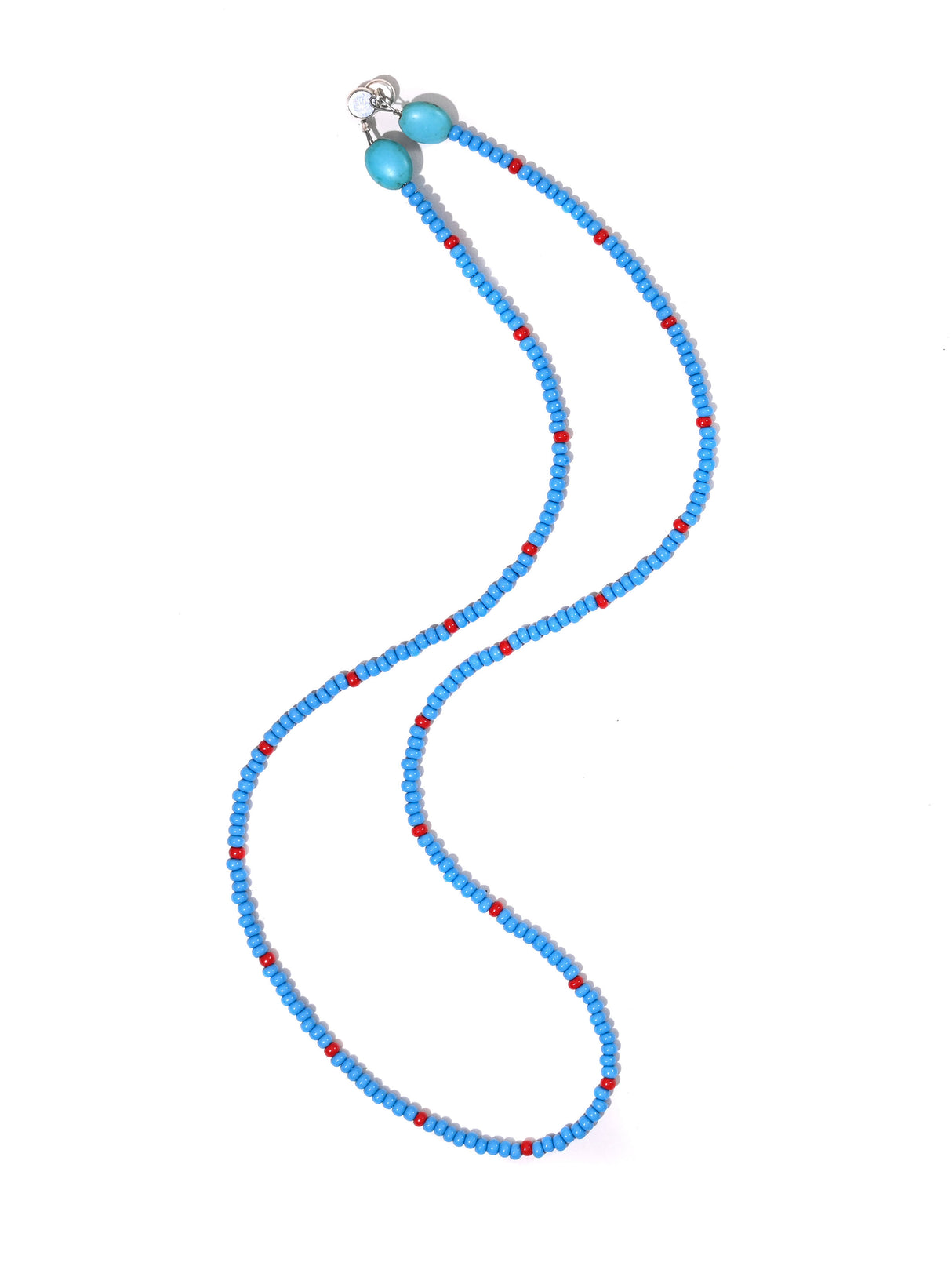 Turquoise & Red Glass Bead Necklace 2 | j0507