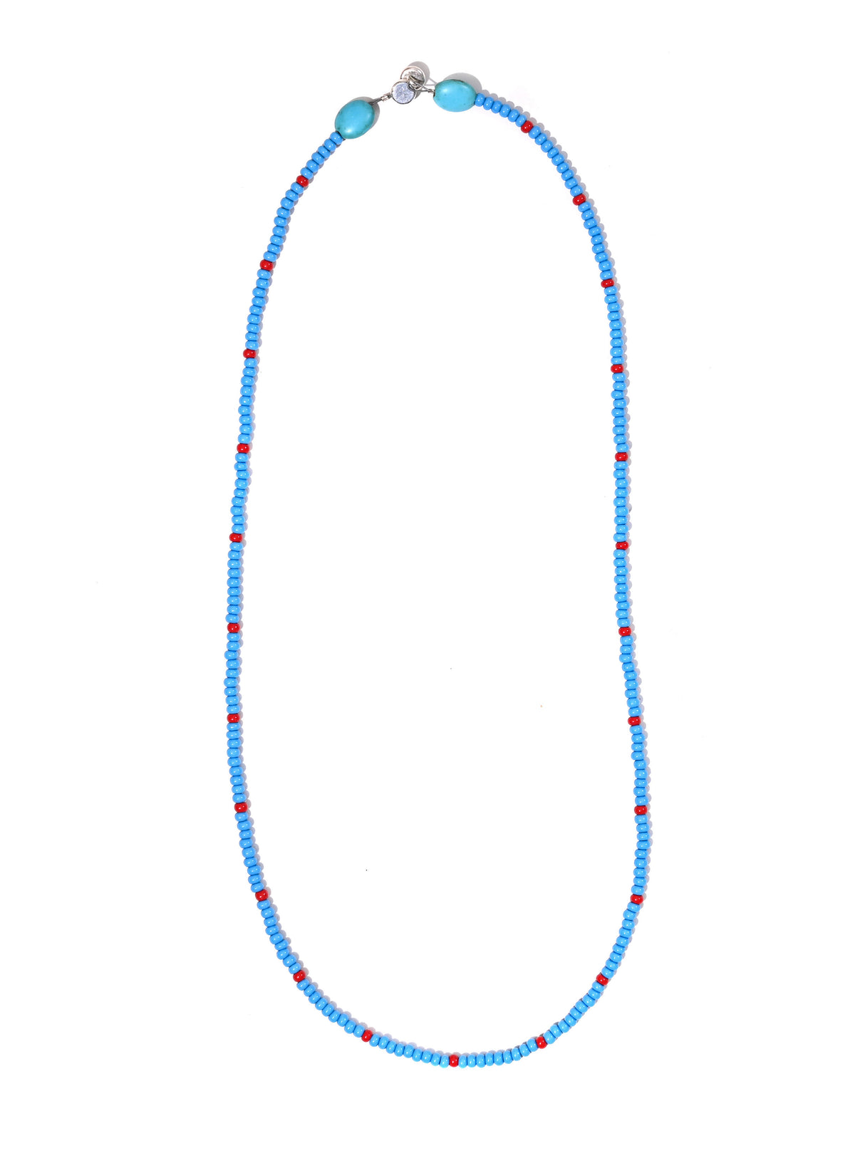 Turquoise & Red Glass Bead Necklace 3 | j0507