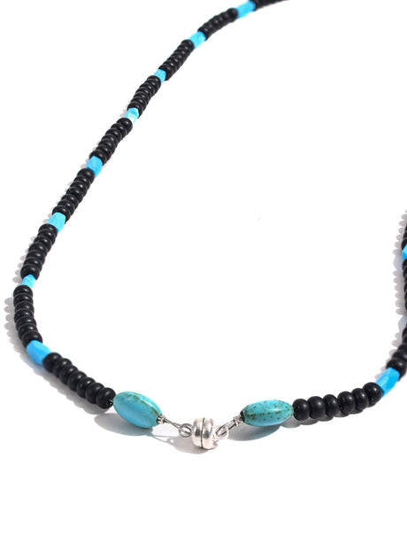Blue & Red Glass Bead Necklace with Turquoise Accents 3 | j0507