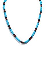 Heishi Collection: Turquoise, Onyx, and Coral Necklace 1 | j0588