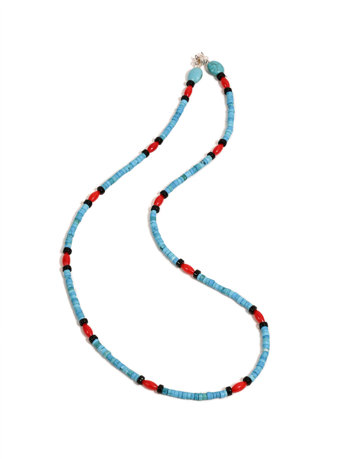 Heishi Collection: Turquoise, Onyx, and Coral Necklace 2 | j0588