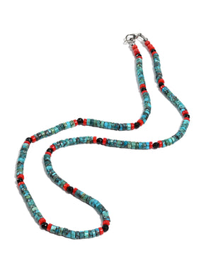 Heishi Necklace with Faceted Obsidian Beads | j0589