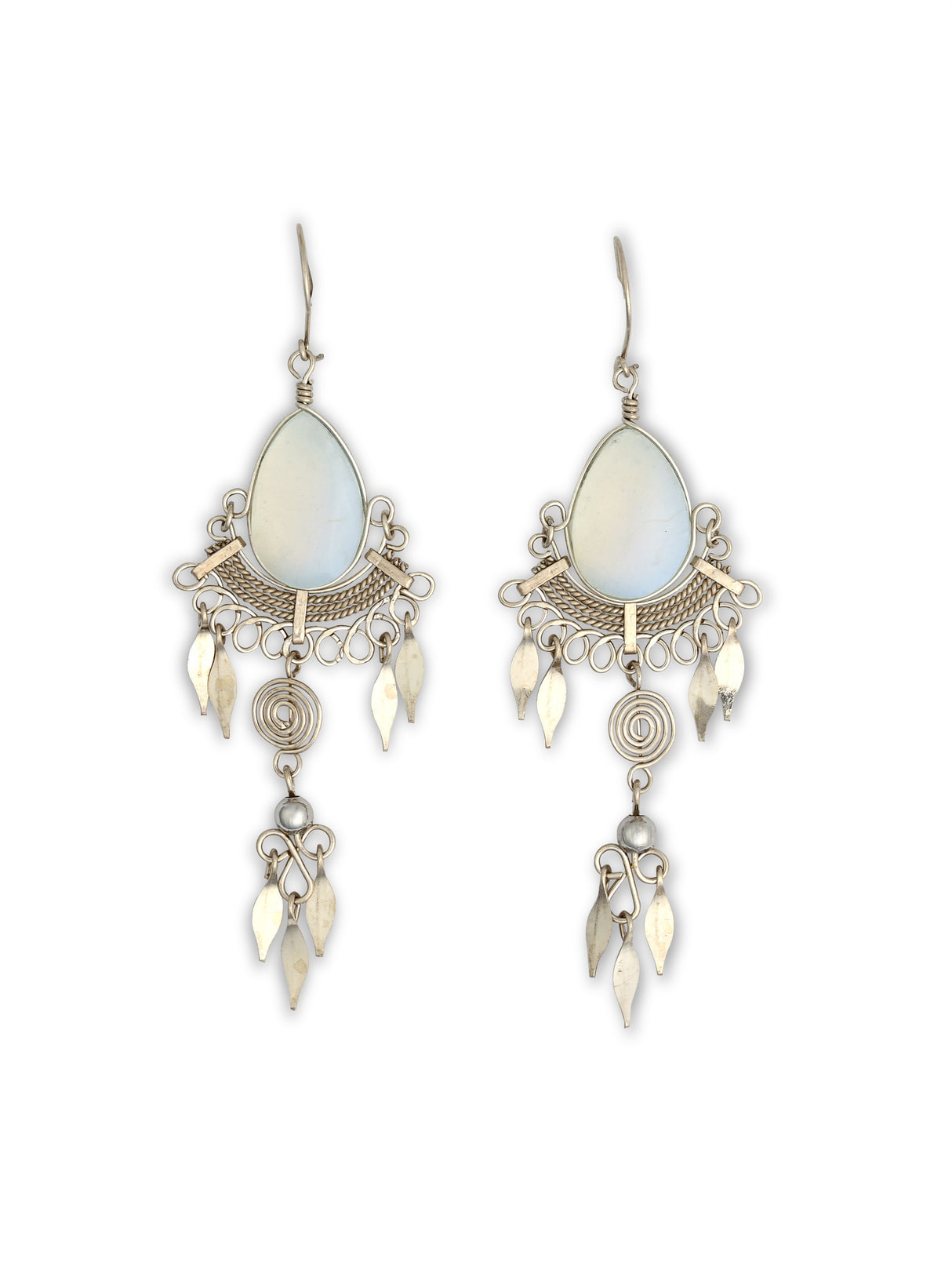 Alpaca Silver Stone & Spiral Earrings