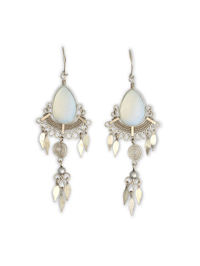 2NDS/DISCOUNTED: Alpaca Silver Stone & Spiral Earrings