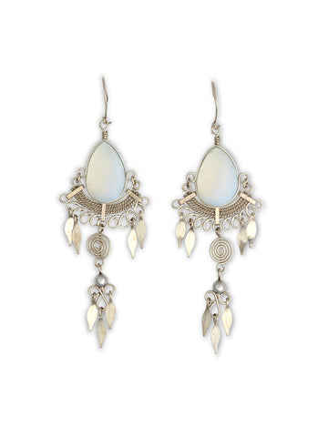 2NDS/DISCOUNTED: Alpaca Silver Stone & Spiral Earrings