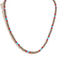 Artisan Gray Glass Necklace with Faceted Turquoise Beads 1 | j0599