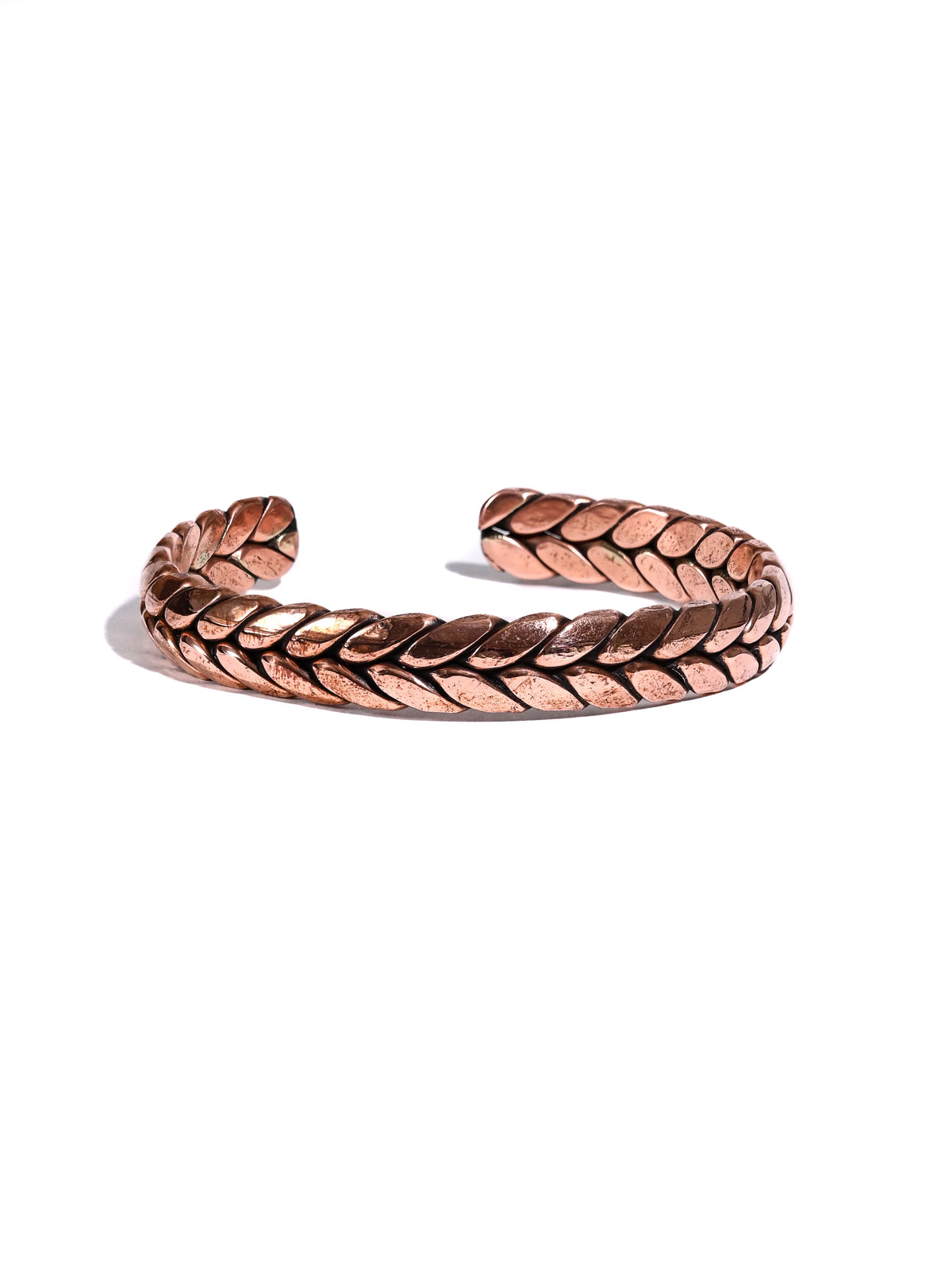 Adjustable Copper Bracelet - Woven Leaf Design | j0602