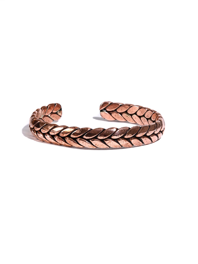 Adjustable Copper Bracelet - Woven Leaf Design | j0602