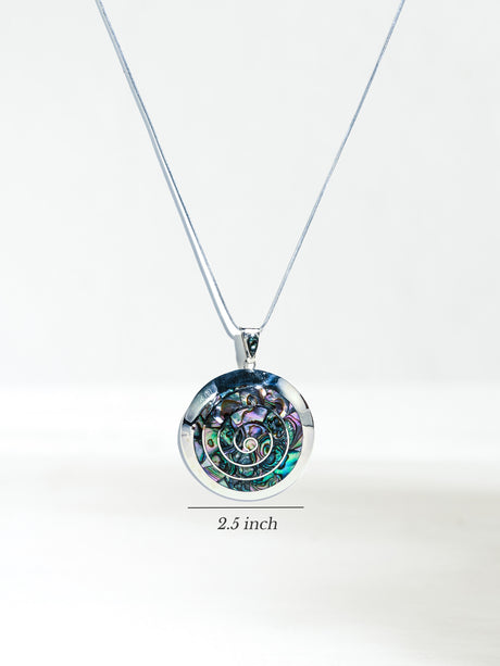 Peruvian Spiral Necklace Shell Inlay - Sterling Silver Large | j12