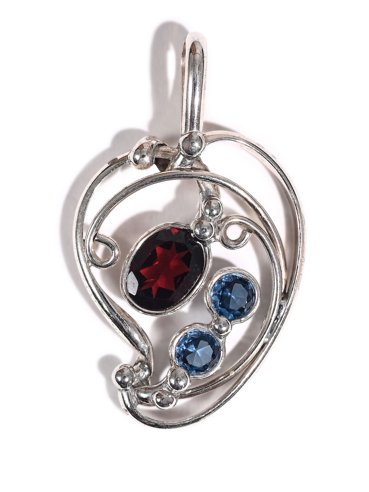 Garnet & Blue Obsidian Pendant