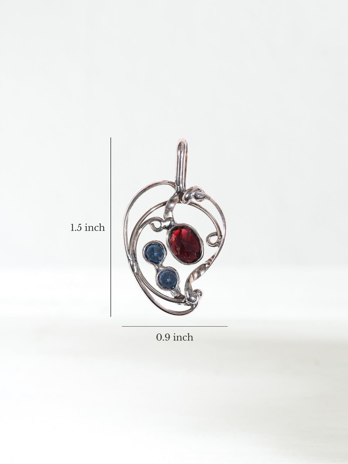 Garnet & Blue Obsidian Pendant Dimension | js110