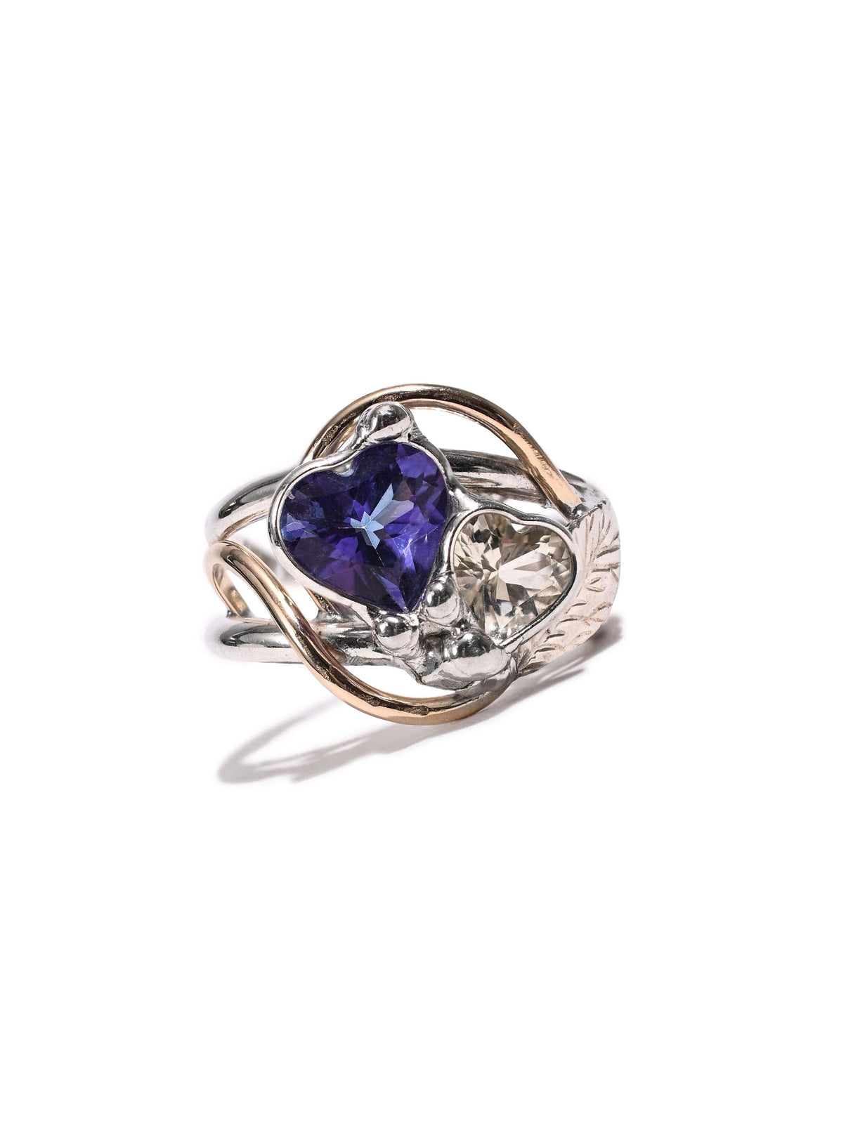 Amethyst and Quartz Heart Ring 1 | js114