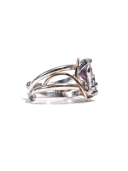 Amethyst and Quartz Heart Ring 2 | js114