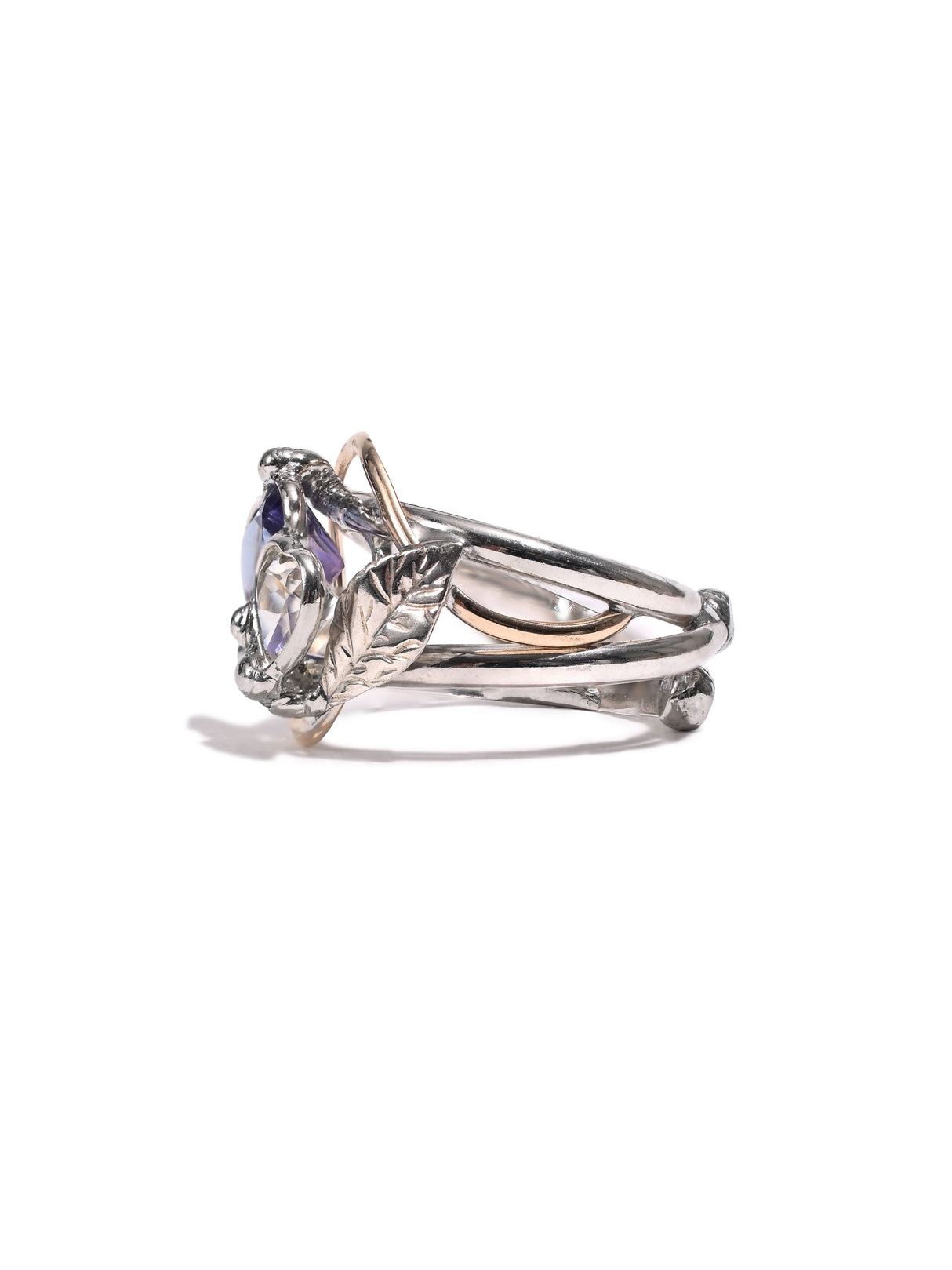 Amethyst and Quartz Heart Ring 4 | js114