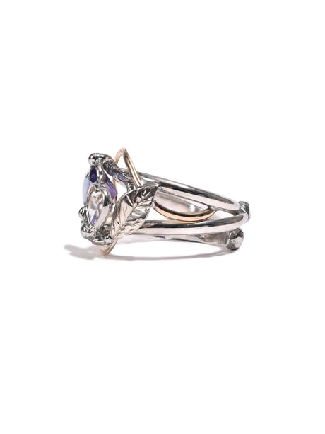 Amethyst and Quartz Heart Ring 4 | js114