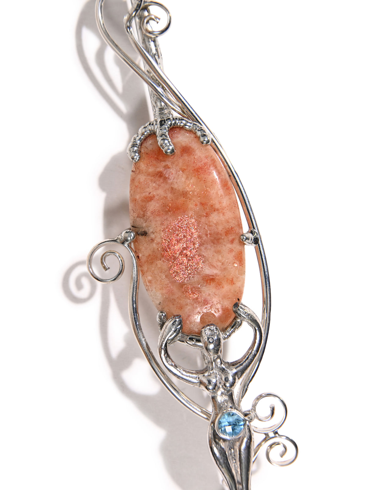 Sunstone with Silver Coated Copper Tube Wand 3 | js115